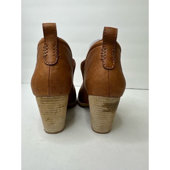 Jeffrey Campbell Womens size 8 Rosalee Tan Leather Bootie Western Stacked Block - Picture 4 of 14